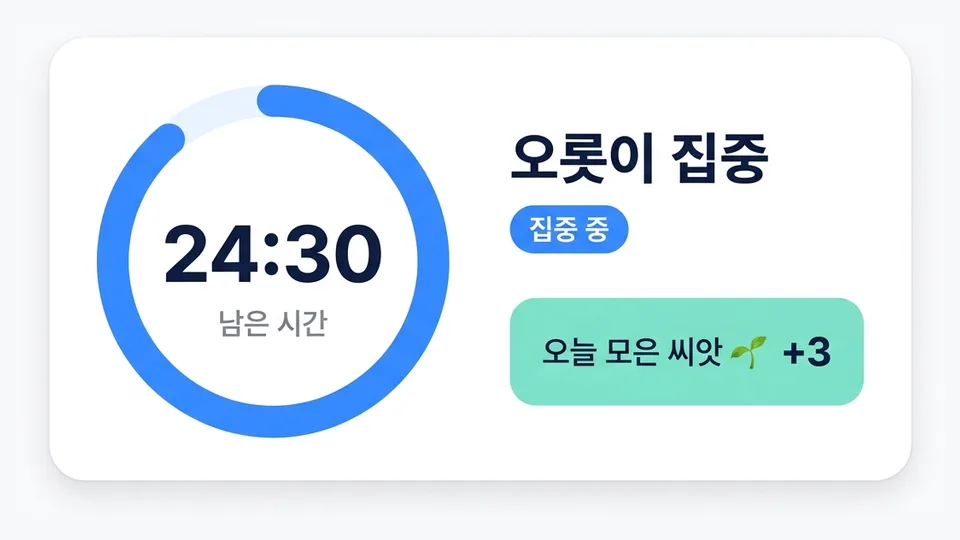 오롯이 집중 화면 예시